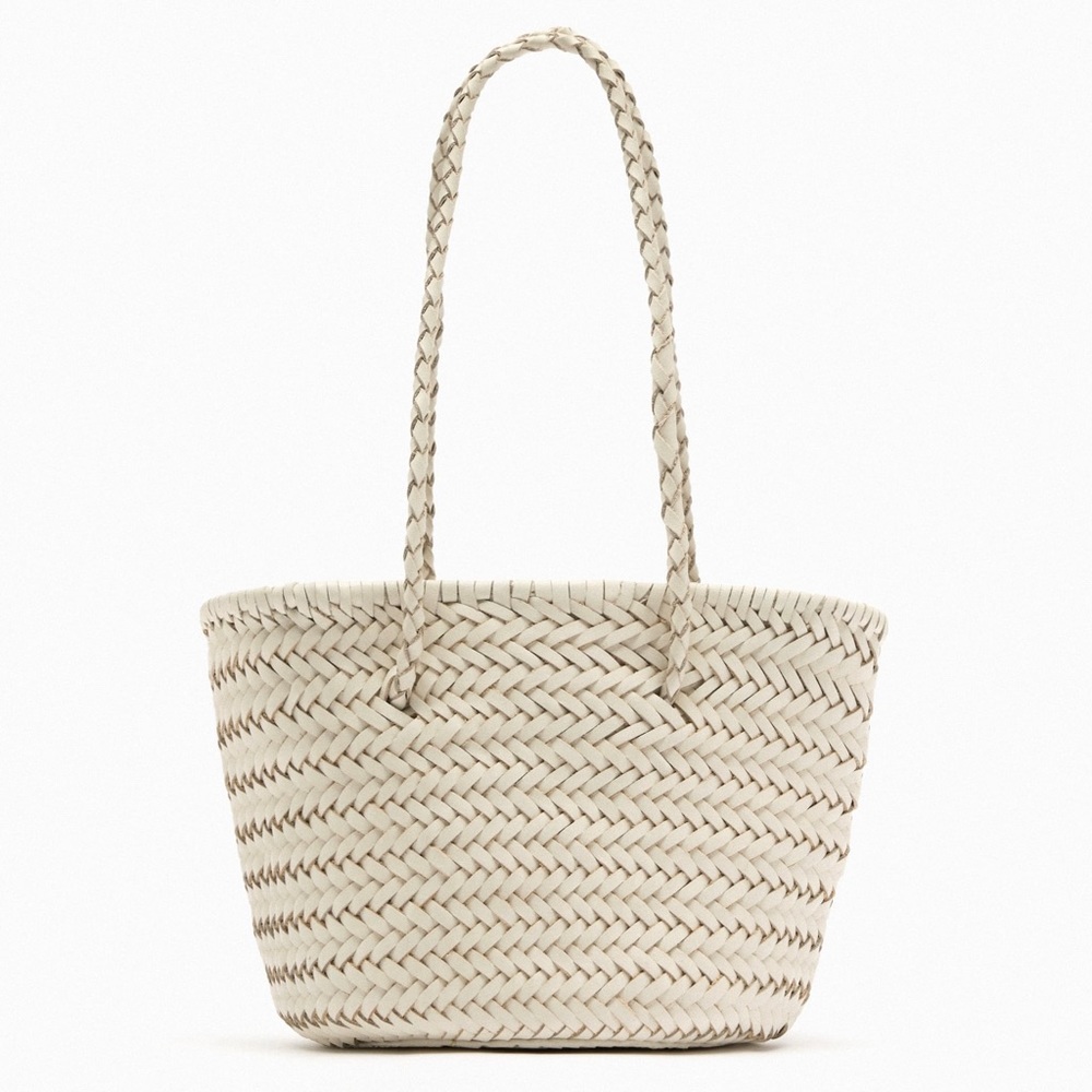 Price Firm - ZARA Leather Woven Tote Bag - Picture 5 of 15